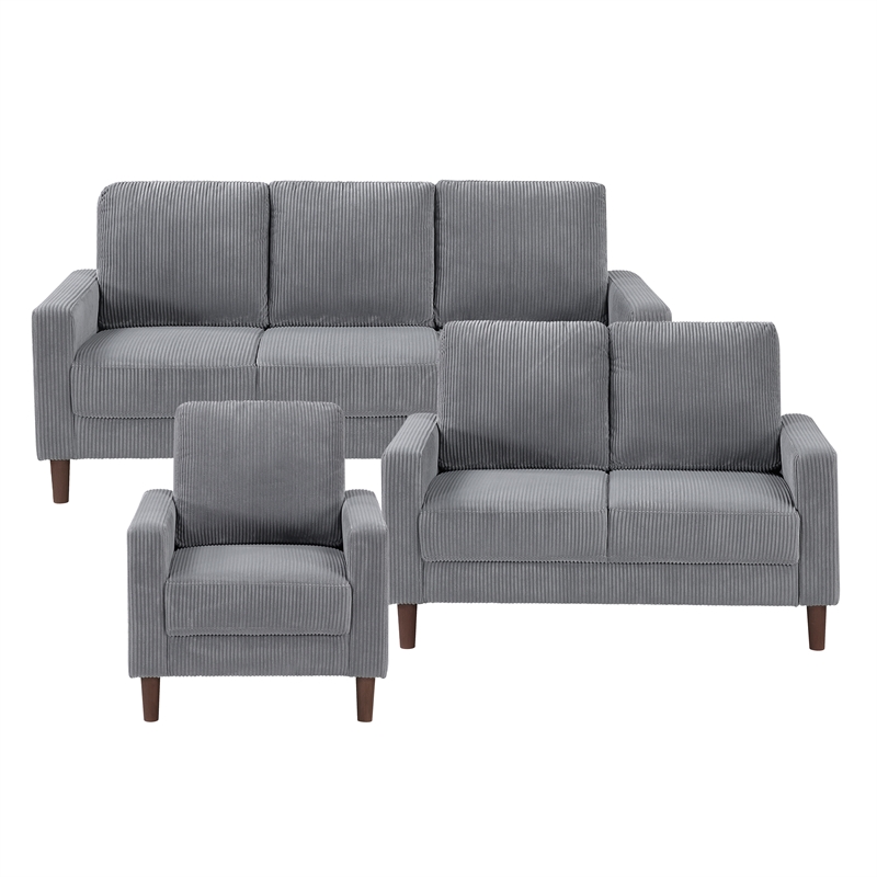 Lexicon Crandall Corduroy Fabric Upholstered Sofa in Gray