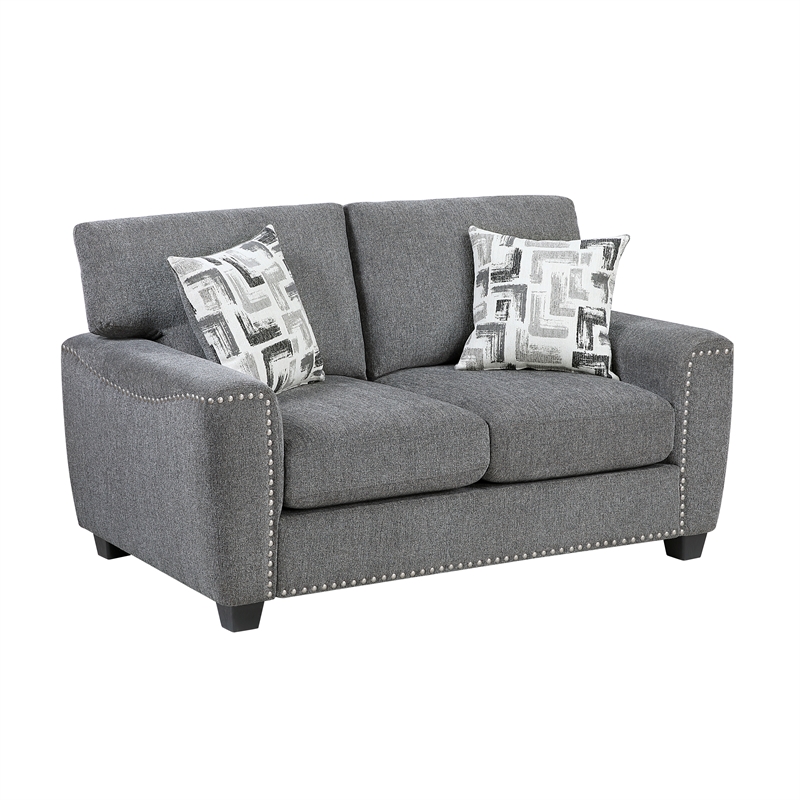 Lexicon Isabel Chenille Fabric Upholstered Sofa in Dark Gray