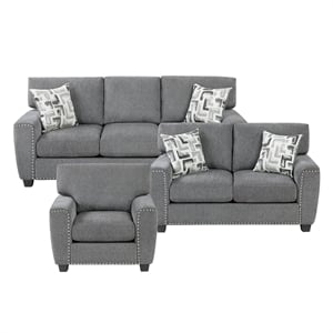Lexicon Isabel Chenille Fabric Upholstered Sofa in Dark Gray