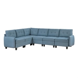 Lexicon Garren Textured 6-Piece Sectional with Storage in Blue