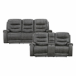 Lexicon Oberon Microfiber Double Reclining Love Seat in Dark Gray
