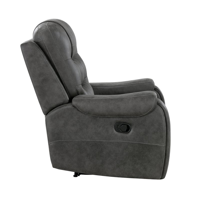 Lexicon Oberon Microfiber Double Reclining Sofa in Dark Gray