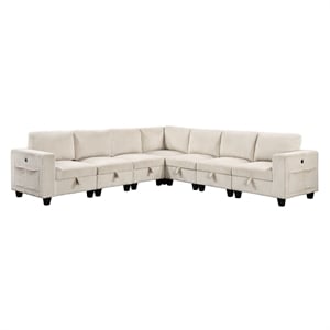 Lexicon Walterboro Corduroy 7-Piece Sectional with Storage in Beige