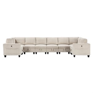 Lexicon Walterboro Corduroy 8-Piece Sectional with Storage in Beige