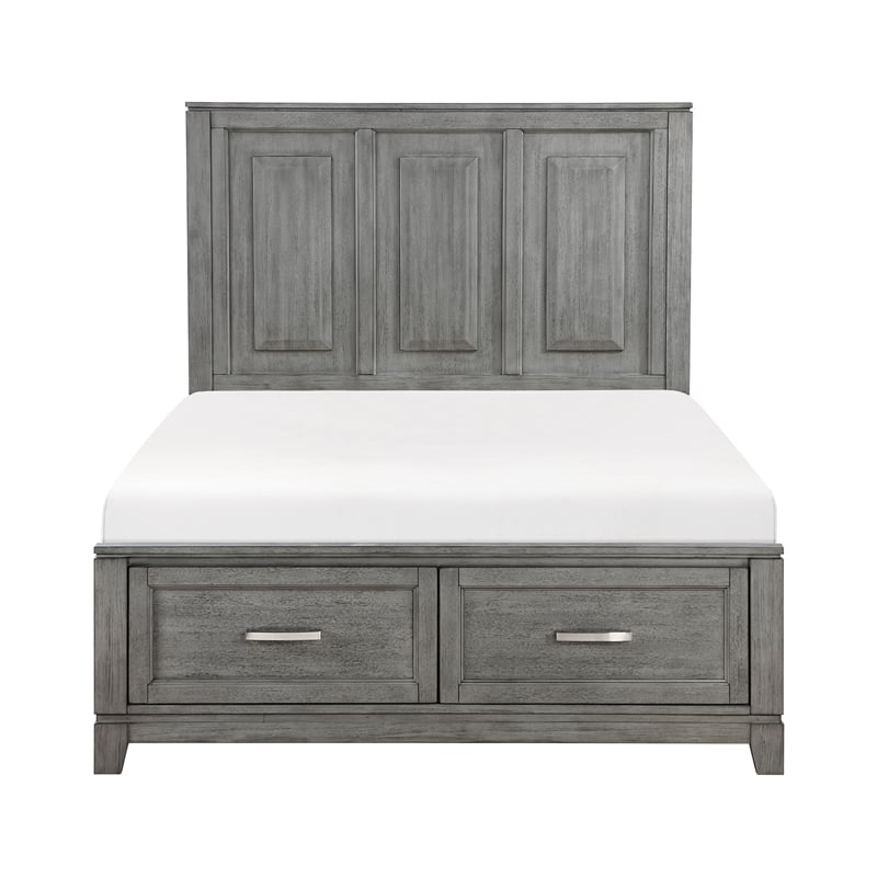 Lexicon Garretson Acacia Full Platform Bed with Footboard Storage in Gray