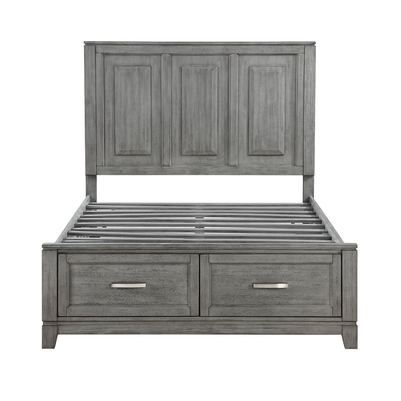 Lexicon Garretson Acacia Full Platform Bed with Footboard Storage in Gray