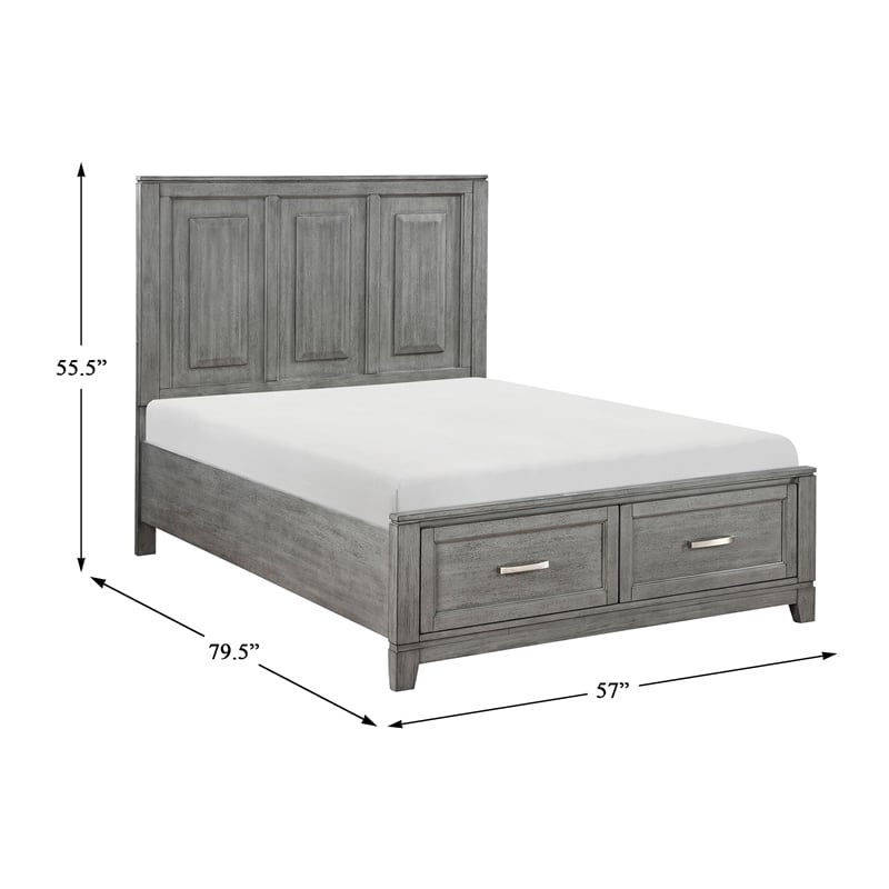 Lexicon Garretson Acacia Full Platform Bed with Footboard Storage in Gray