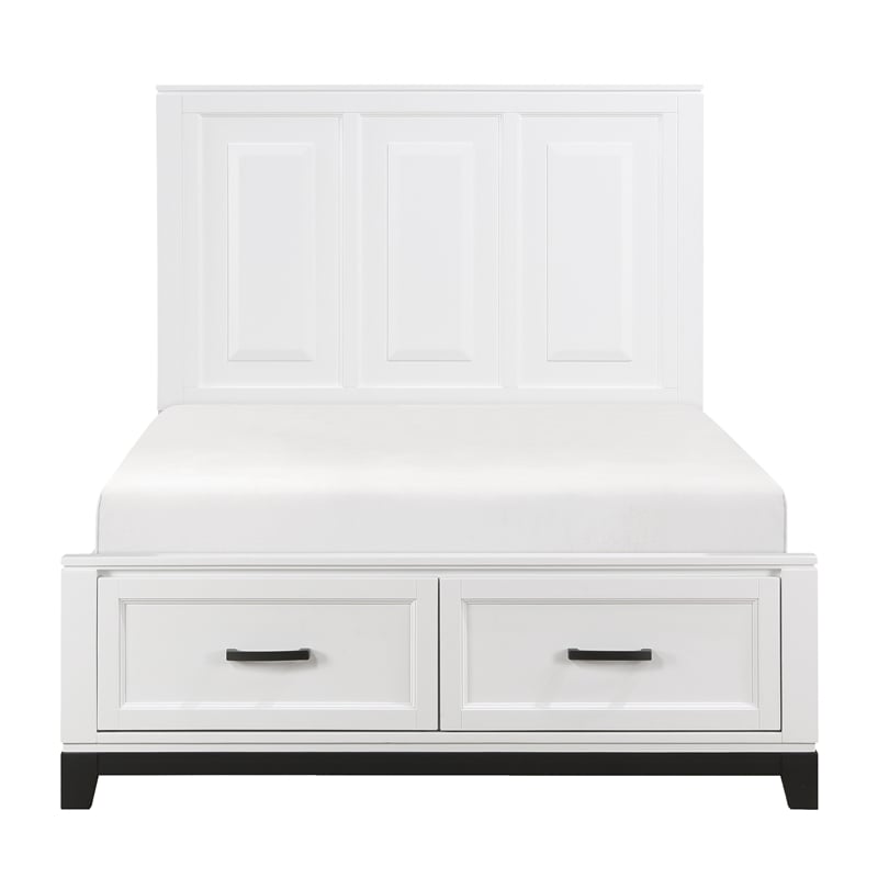 Lexicon Garretson Solid Wood Full Pltfm Bed in White & Metallic Gray Finish