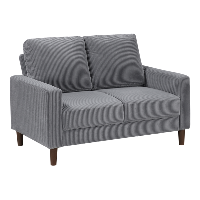 Lexicon Crandall Corduroy Fabric Upholstered Love Seat in Gray
