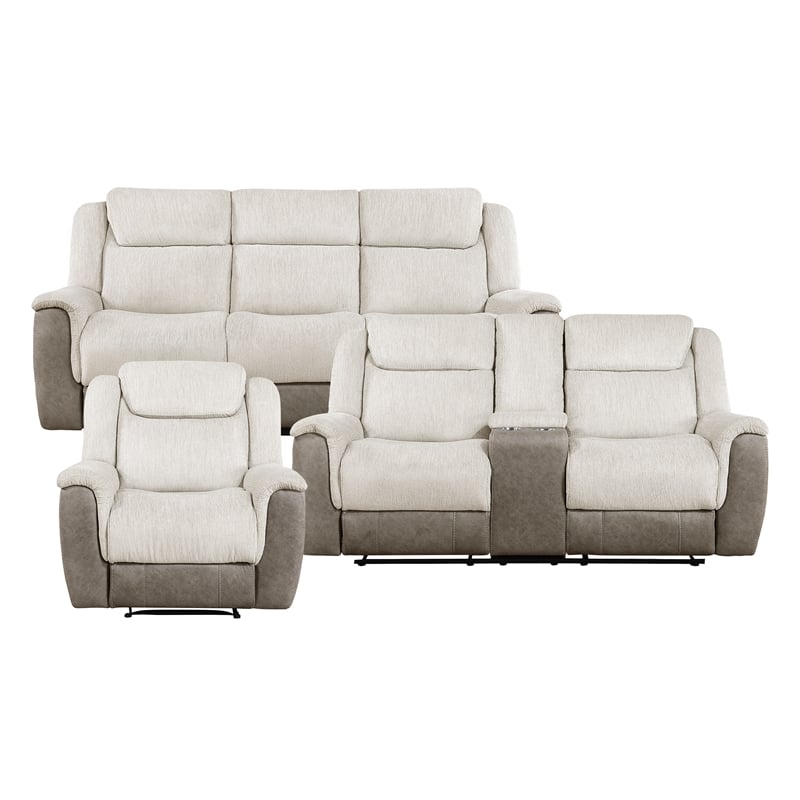 Lexicon Harriette Chenille Double Reclining Sofa in Beige