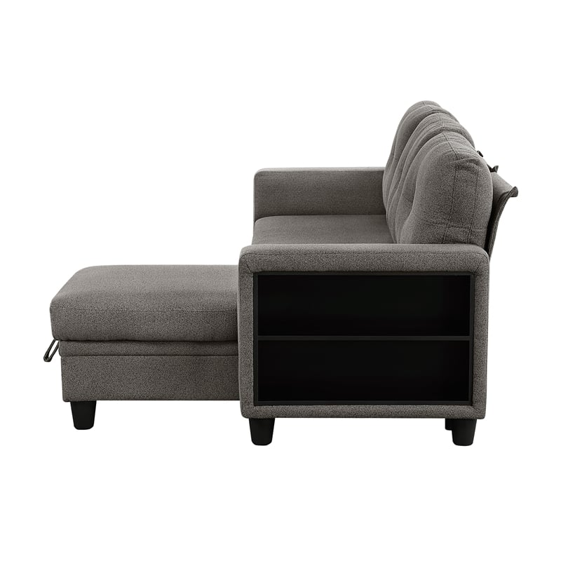 Lexicon Robinson Boucle Sectional with Reversible Chaise in Dark Brown