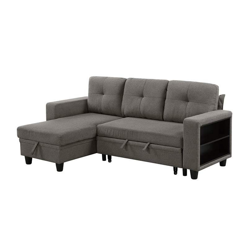 Lexicon Robinson Boucle Sectional with Reversible Chaise in Dark Brown