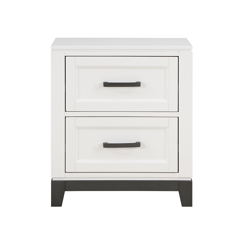 Lexicon Garretson Solid Wood Nightstand in White and Metallic Gray Finish