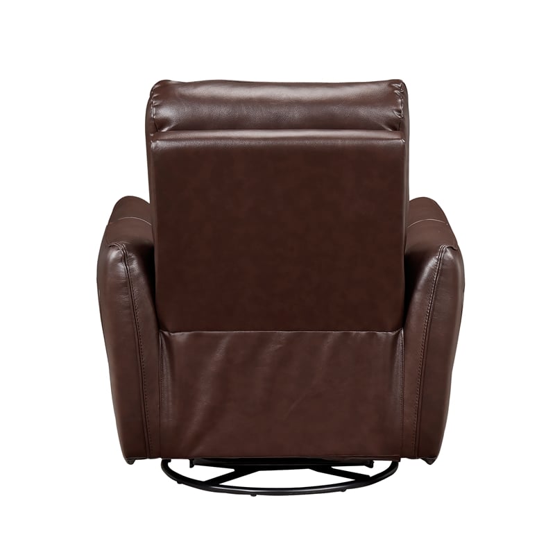 Lexicon Thomas Leather Swivel Glider Reclining Chair in Brown