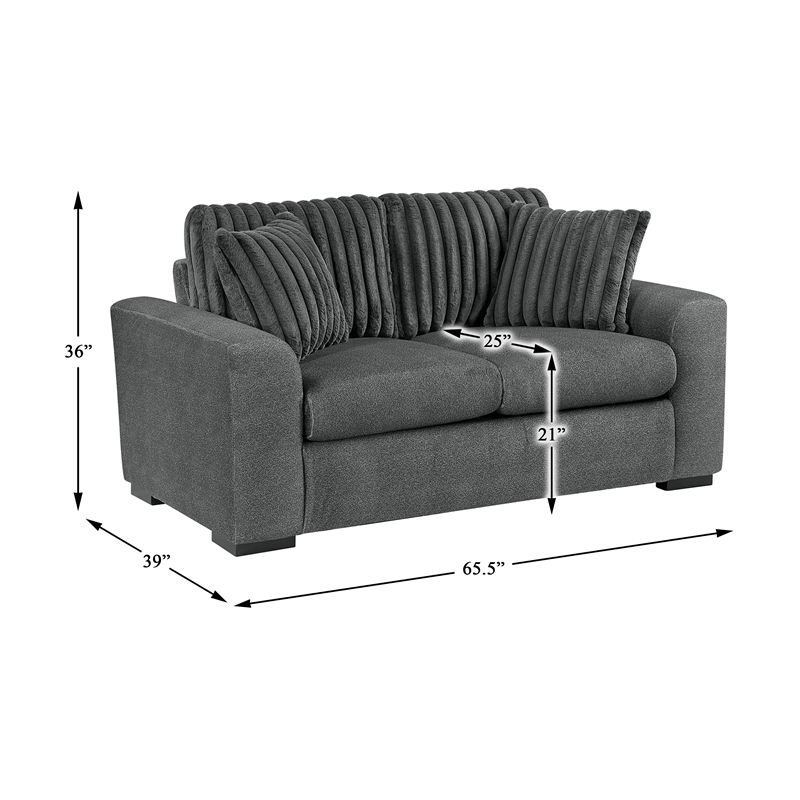 Lexicon Athena Textured Love Seat in Dark Gray