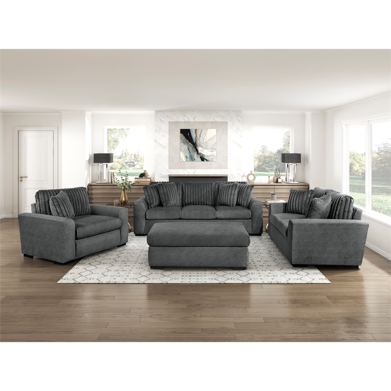 Lexicon Athena Textured Love Seat in Dark Gray