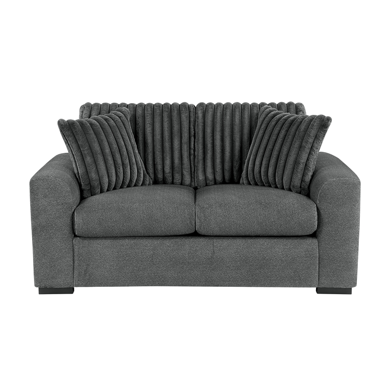 Lexicon Athena Textured Love Seat in Dark Gray