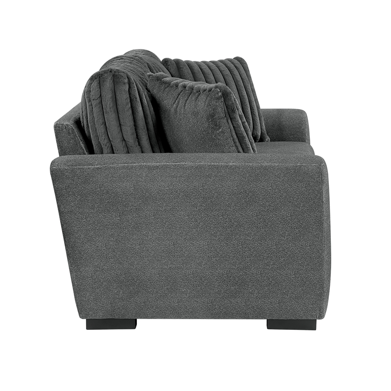Lexicon Athena Textured Love Seat in Dark Gray