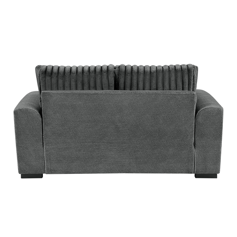 Lexicon Athena Textured Love Seat in Dark Gray