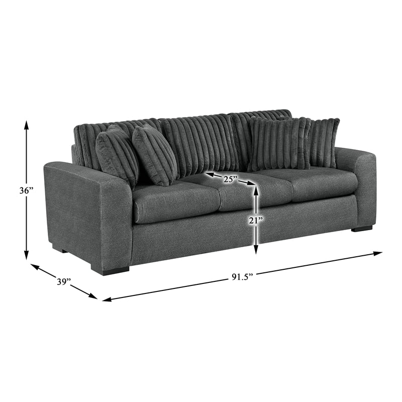 Lexicon Athena Textured Sofa in Dark Gray