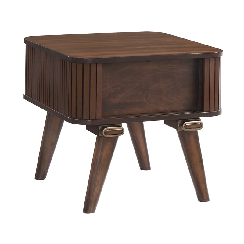 Lexicon Monroe Asian Hardwood End Table in Walnut Finish