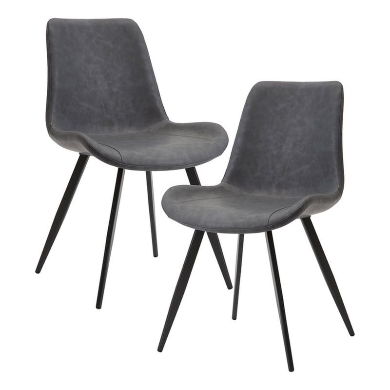Lexicon Brixley Faux Leather Dining Side Chair in Gray (Set of 2)