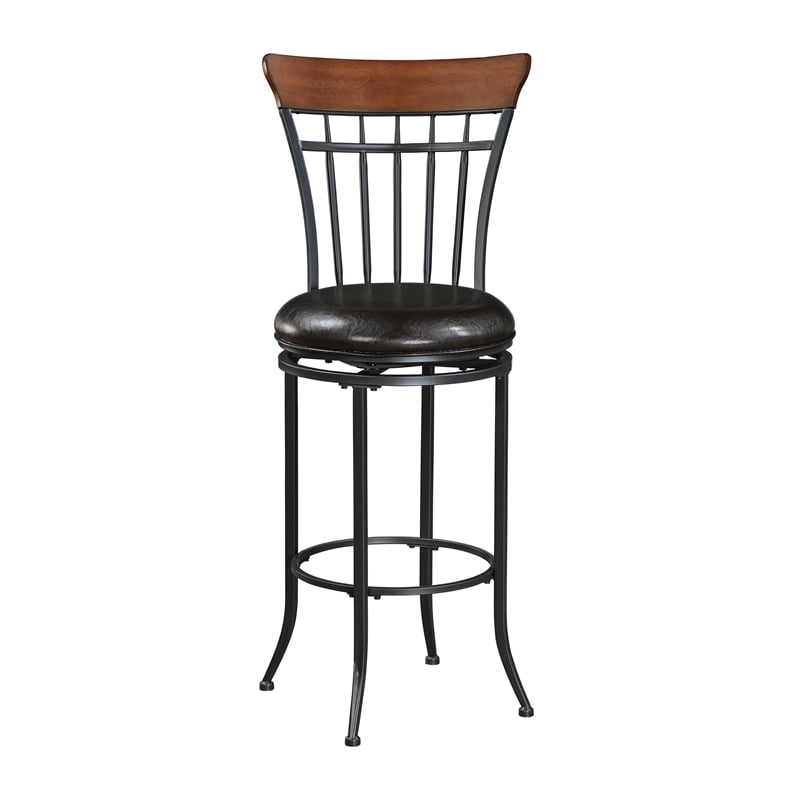 Lexicon Ira Faux Leather Swivel Pub Height Chair in Brown