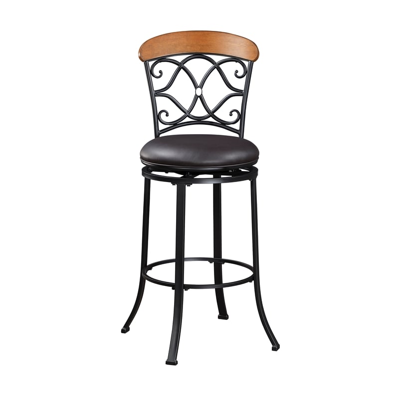 Lexicon Benson Faux Leather Swivel Pub Height Chair in Brown