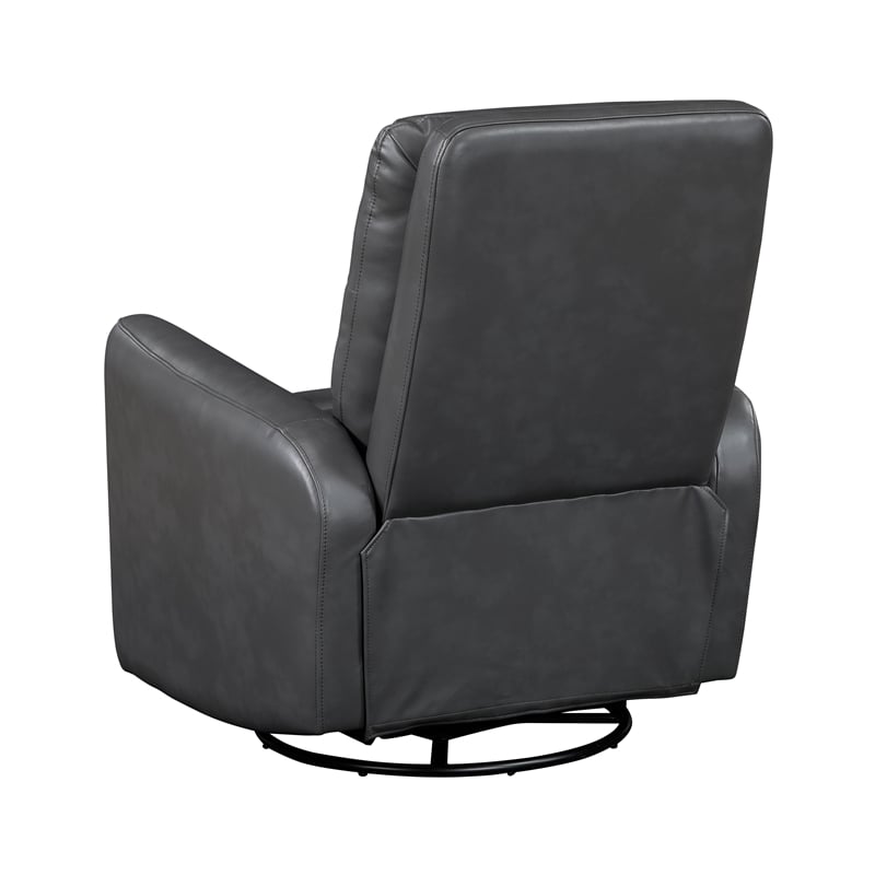 Lexicon Dimitri Faux Leather Swivel Glider Reclining Chair in Gray