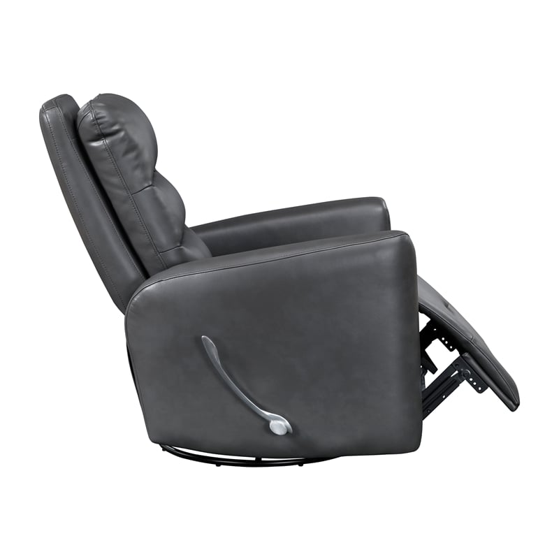 Lexicon Dimitri Faux Leather Swivel Glider Reclining Chair in Gray