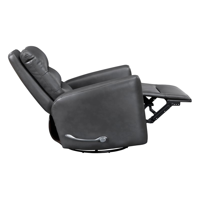 Lexicon Dimitri Faux Leather Swivel Glider Reclining Chair in Gray