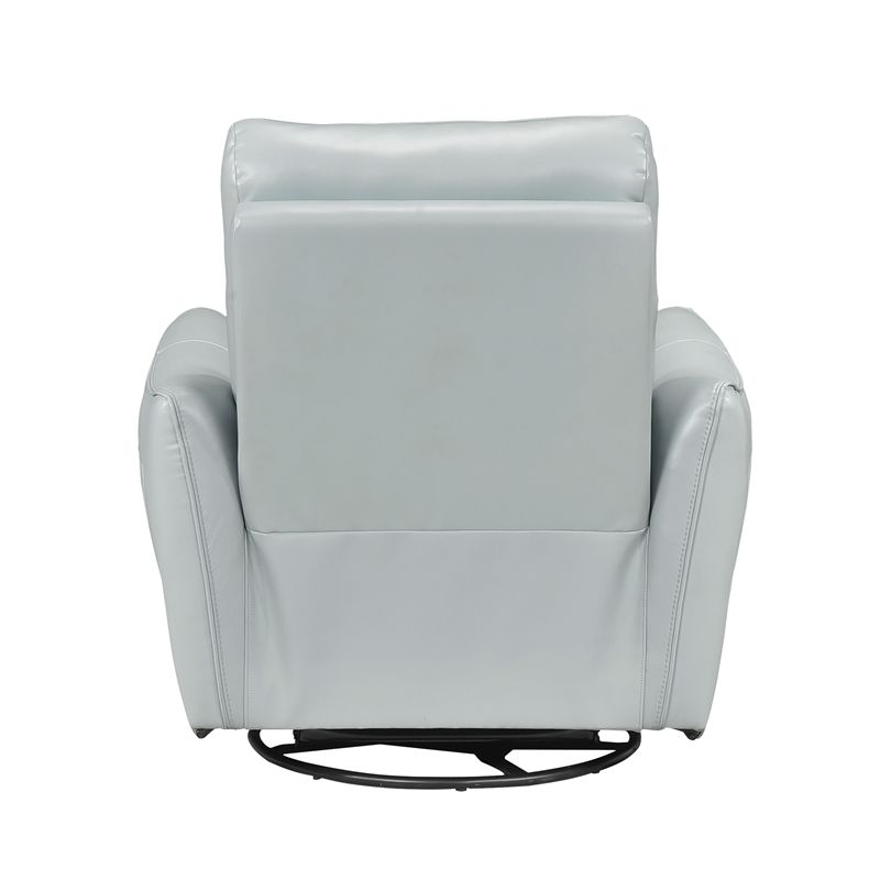 Lexicon Thomas Leather Swivel Glider Reclining Chair in Aqua