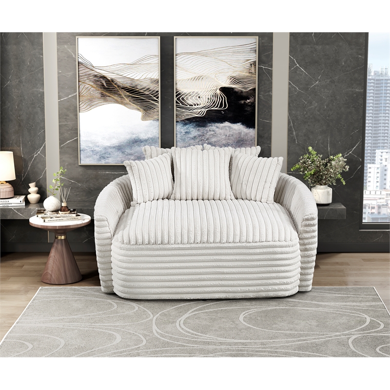Lexicon Tomball Corduroy Fabric Oversized Chaise Lounge in Beige