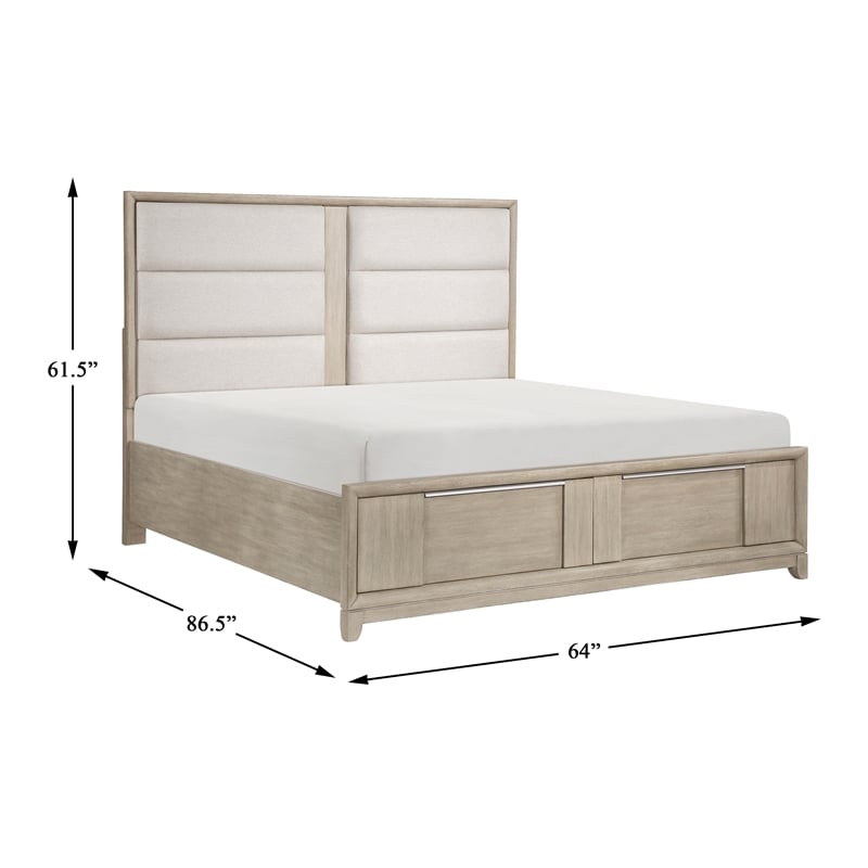 Lexicon Mckewen Asian Hardwood QN Pltfm Bed with Footboard Storage in Light Gray