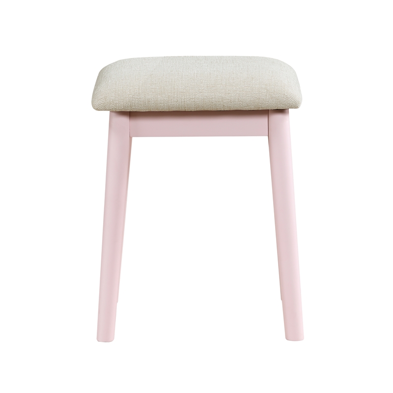 Lexicon Camilla Acacia Vanity Dresser with Mirror and Stool in Pink