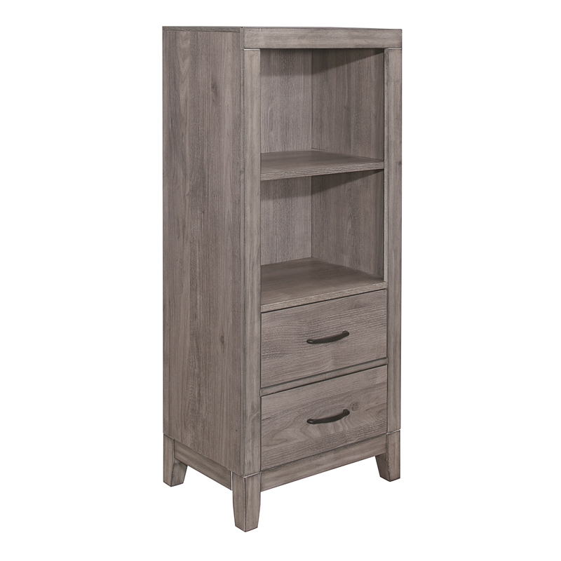 Lexicon Woodrow Asian Hardwood Pier/Tower Nightstand in Gray