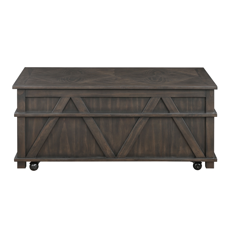 Lexicon Lakeside Rubber Wood Lift Top Cocktail Table in Brown