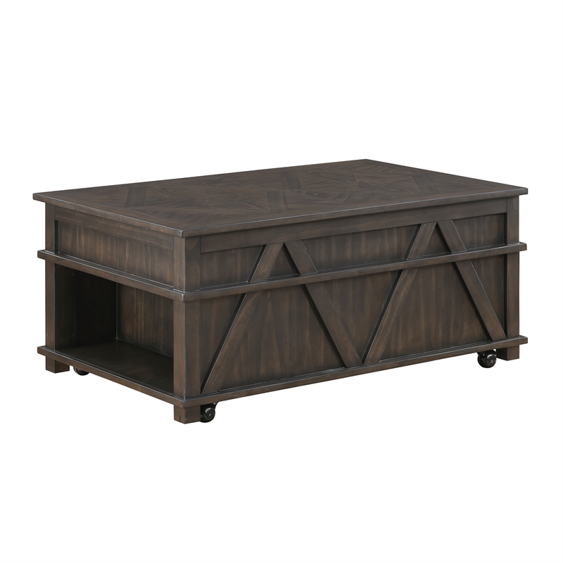 Lexicon Lakeside Rubber Wood Lift Top Cocktail Table in Brown