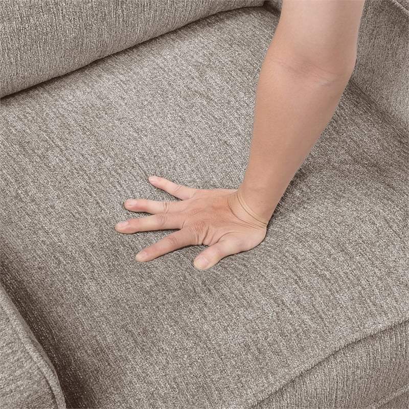 Lexicon Frances Chenille Chair with Black Faux Wood Finish Exposed Feet in Taupe