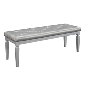 Lexicon Allura Faux Leather Bench in Silver