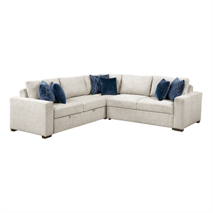 Lexicon Isla Microfiber 3-Piece Sectional with Pull-out Bed in Beige