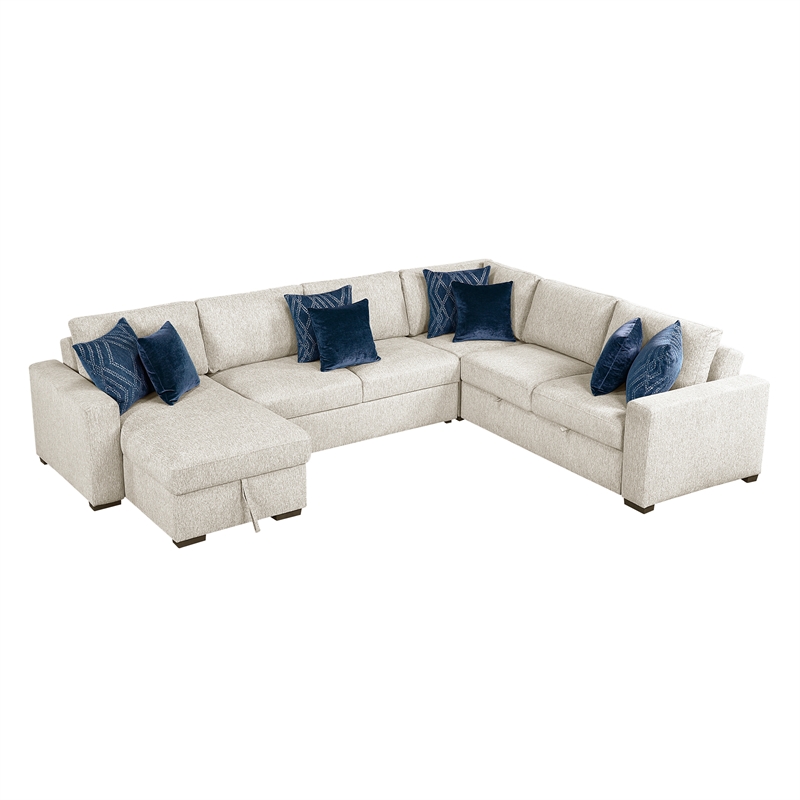 Lexicon Isla Microfiber 4-Piece Sectional with Reversible Chaise in Beige