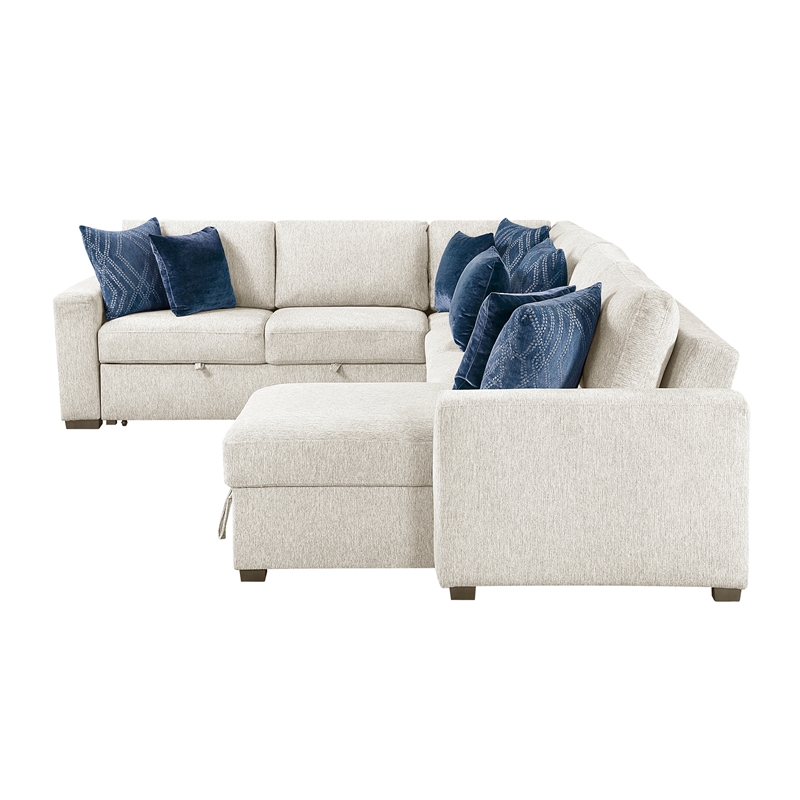 Lexicon Isla Microfiber 4-Piece Sectional with Reversible Chaise in Beige