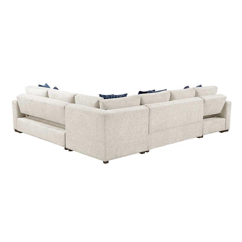 Lexicon Isla Microfiber 4-Piece Sectional with Reversible Chaise in Beige