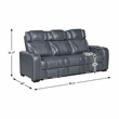 Lexicon Apex Leather Power Double Reclining Sofa with Power Headrests in Blue