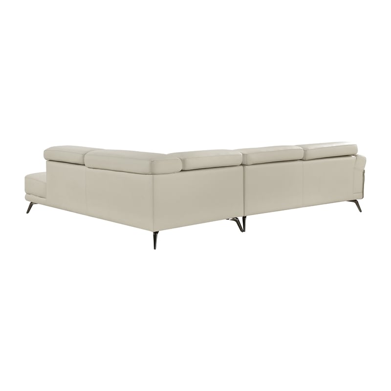 Lexicon Giselle Leather 2-Piece Sectional with Right Side Chaise in Beige