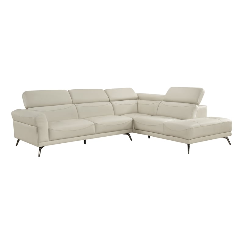 Lexicon Giselle Leather 2-Piece Sectional with Right Side Chaise in Beige