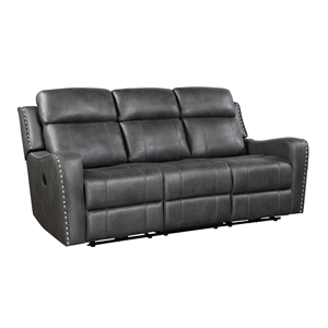 Lexicon Kellen Microfiber Power Double Reclining Sofa in Smoky Gray