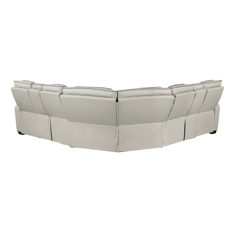Lexicon Fairway Faux Leather 3-Piece Pwr Rclng Sectional with Consoles in Taupe