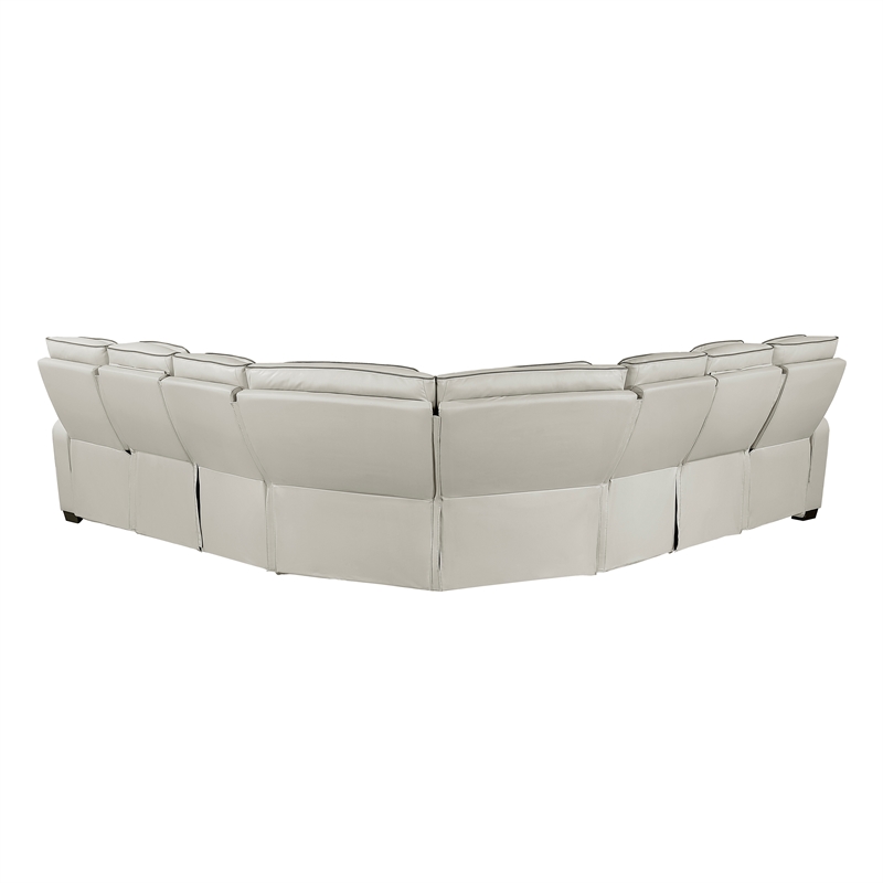 Lexicon Fairway Faux Leather 3-Piece Pwr Rclng Sectional in Taupe